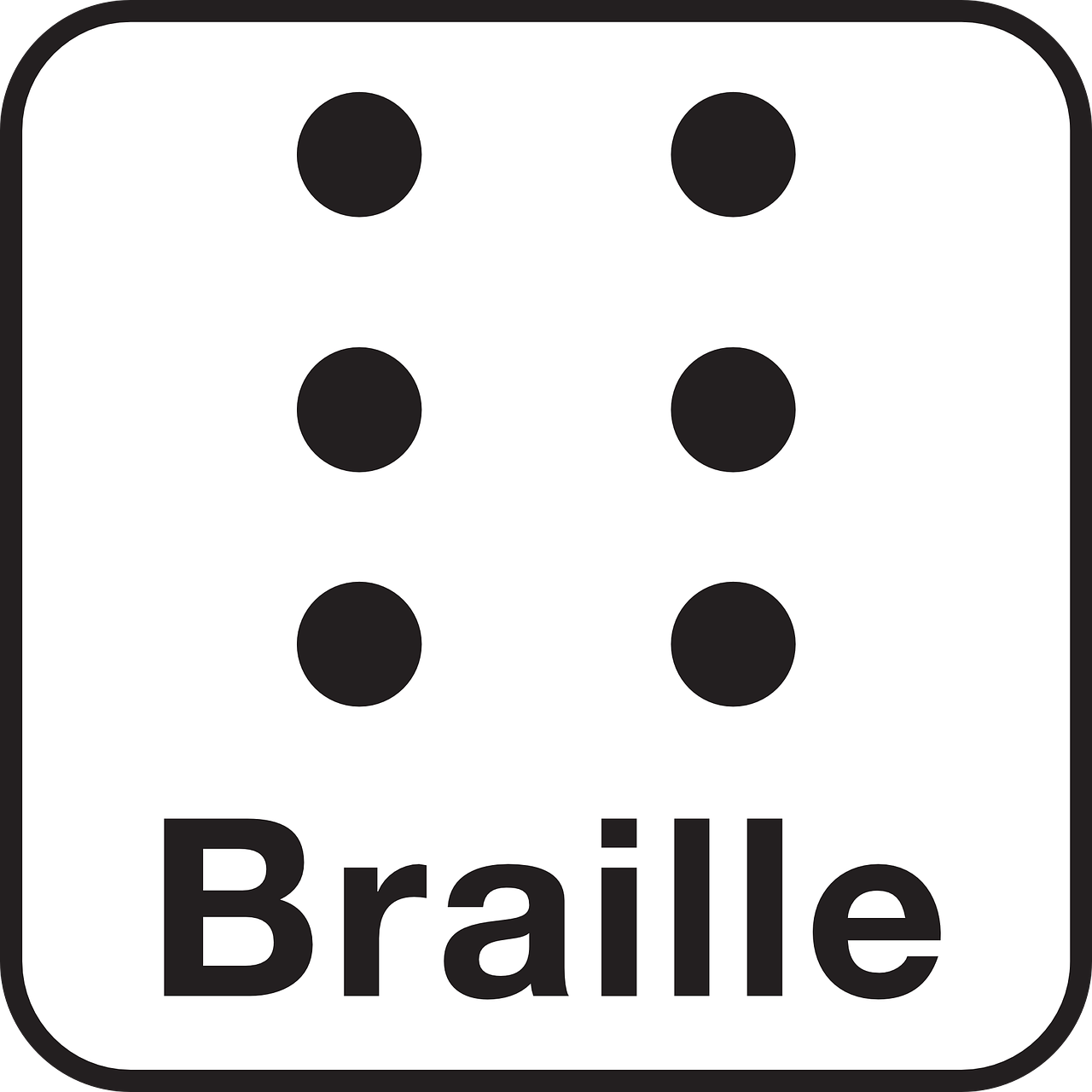 Image of Braille text next to a braille cell