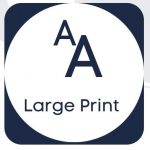 Large print icon in a navy blue square