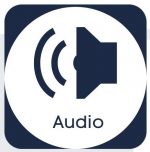 Audio icon in a navy blue square