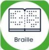 Braille icon in a green square